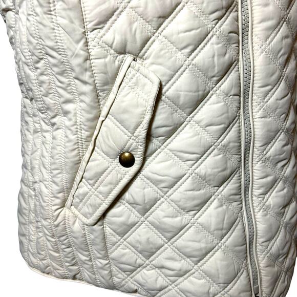 Joules Womens's Quilted Ivory Vest Gilet Pockets Sz 14 Preppy Equestrian Puffer - Picture 7 of 11